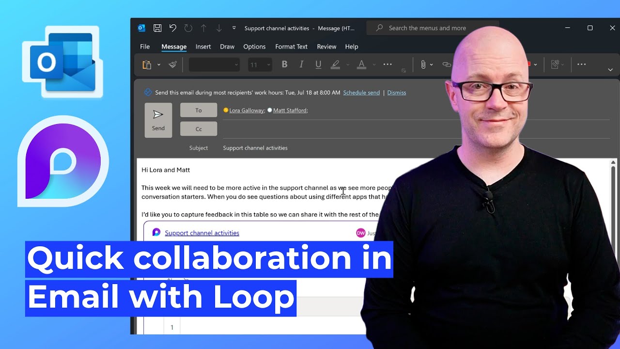 Быстрое взаимодействие в рабочем процессе с помощью компонентов Microsoft Loop в электронной почт...
