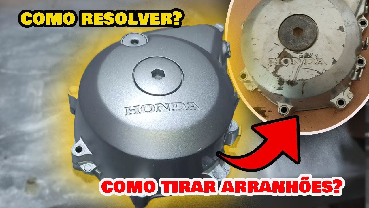 Como fazer reparo em tampa de motor, Motor da moto com arranhões