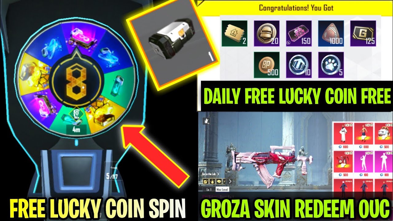 🔥Daily Free Lucky Coin Advance Crate | 4.3 Lucky Spin Redeem GROZA 0-UC | Bgmi Next Prize Path Offer