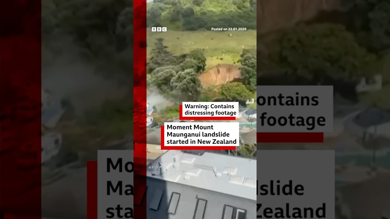 Moment deadly landslide started in Mount Maunganui, New Zealand. #NewZealand #BBCNews