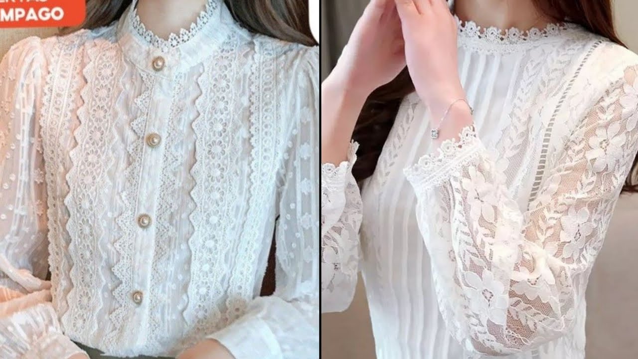 Very glamorous stunningly pretty french lace white tops designs ideas for women