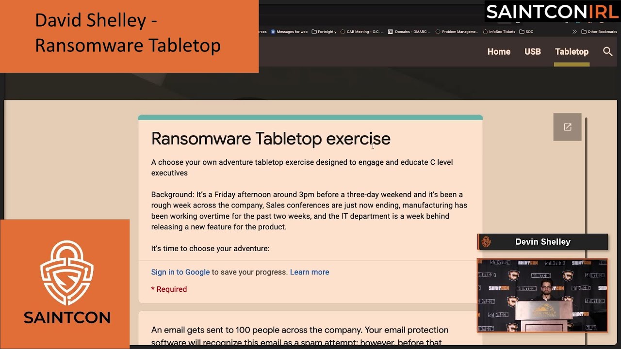 Devin Shelley - Ransomware Tabletops   Choose your own adventure