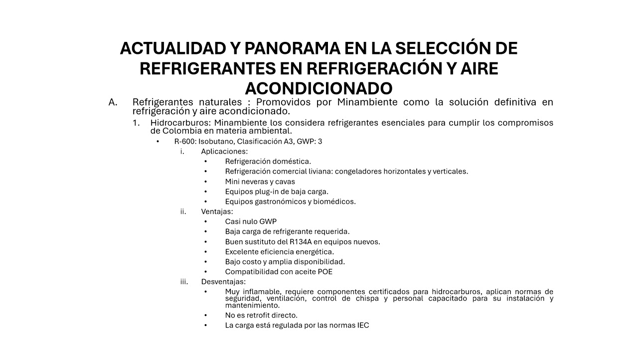 TUTORIAL EN LA ACTUALIDAD Y PANORAMA EN LA SELECCION DE GASES REFRIGERANTES