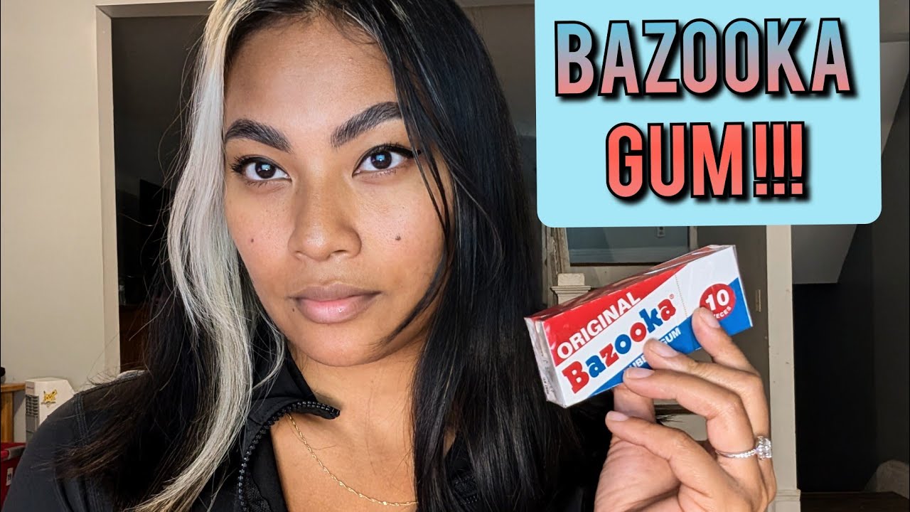 ASMR Chewing Bazooka Bubble Gum With Dubble Bubble , Blowing Bubbles , Chewing Sounds