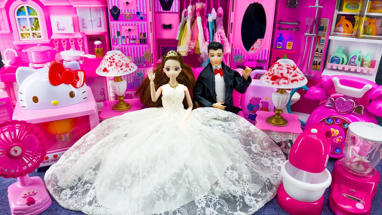 22 Minutes Satisfying with Unboxing Pink Barbie Princess Bedroom, Kitchen Collection Review Toys