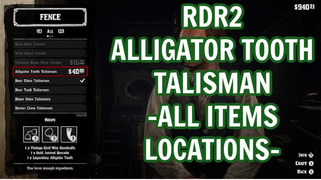 Талисман из зуба аллигатора RDR2