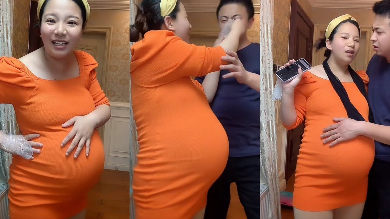 Pregnant asian mom with husband