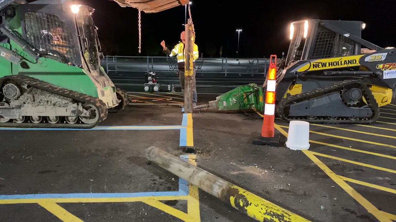Removing Pipe Bollards From a Parking Lot