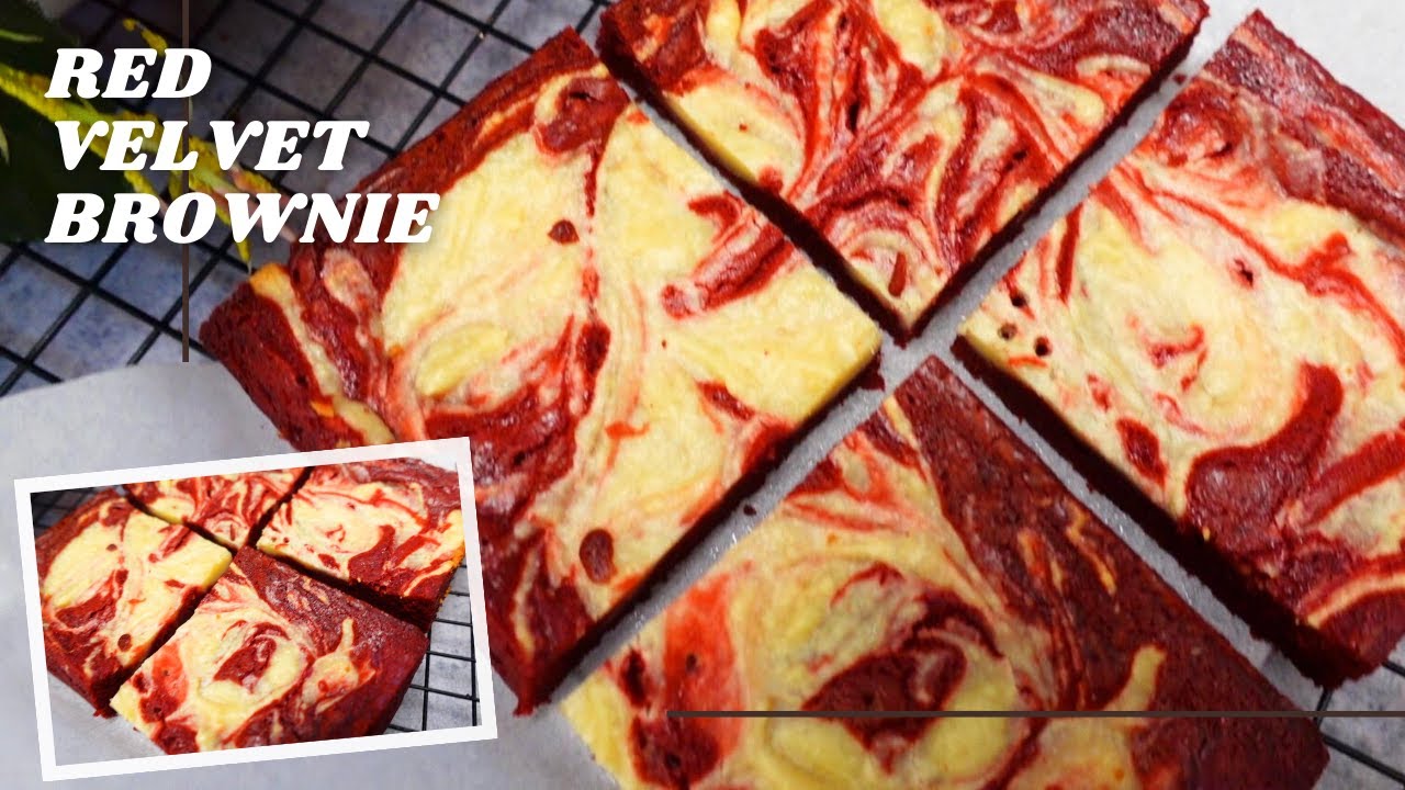 Red Velvet Brownie - Eggless Brownie with Cream Cheese Swirls | Eggless Red velvet brownie