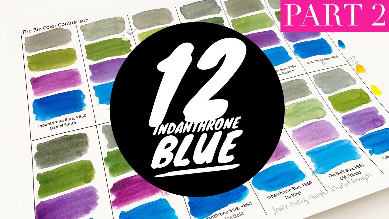 Colossal Color Showdown S2 Ep.10 - Indanthrone Blue Part 2 | Comparing 12 Watercolor Brands