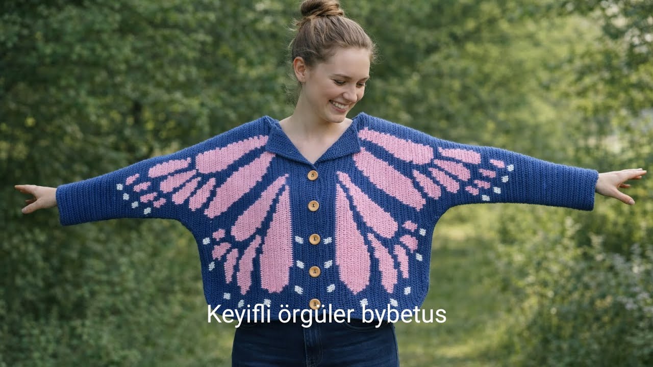 Yetişkin Kelebek Hırka/ sağ Kısım  Part 1 / Butterfly Cardian