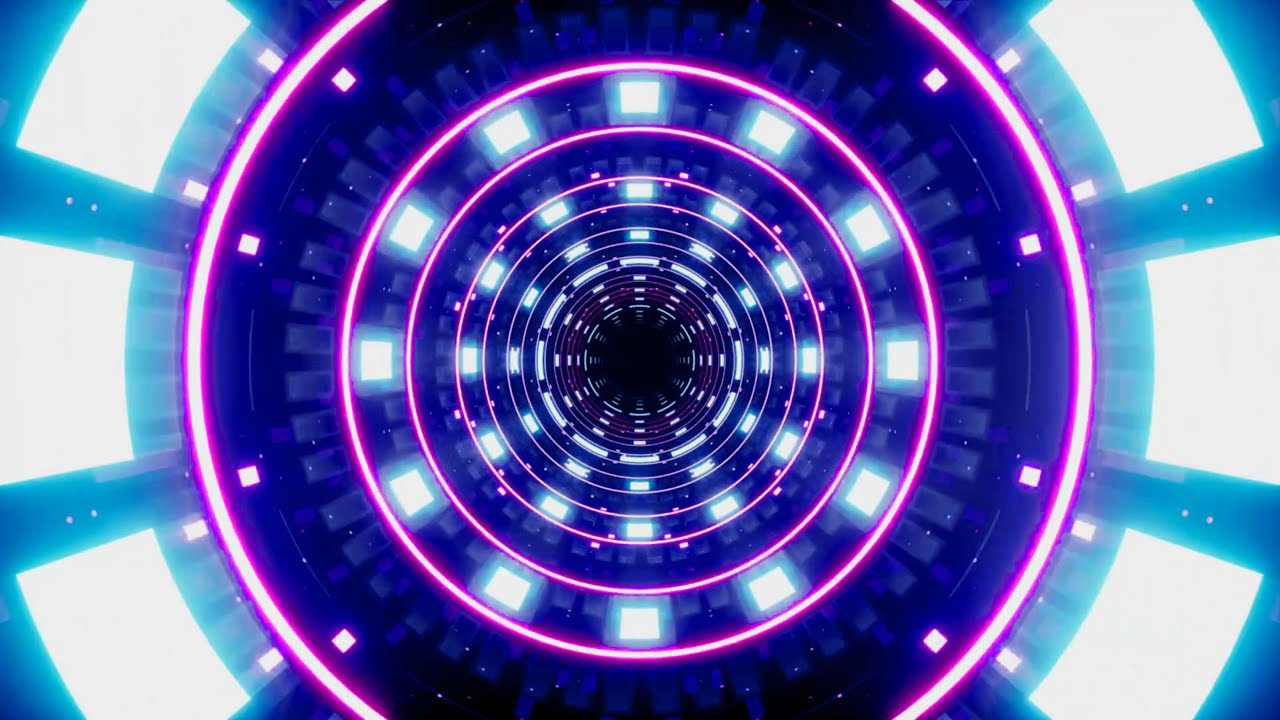 🎬 Mute Vision 4K – Футуристический неоновый туннель с розовыми и синими кольцами (Без звука)