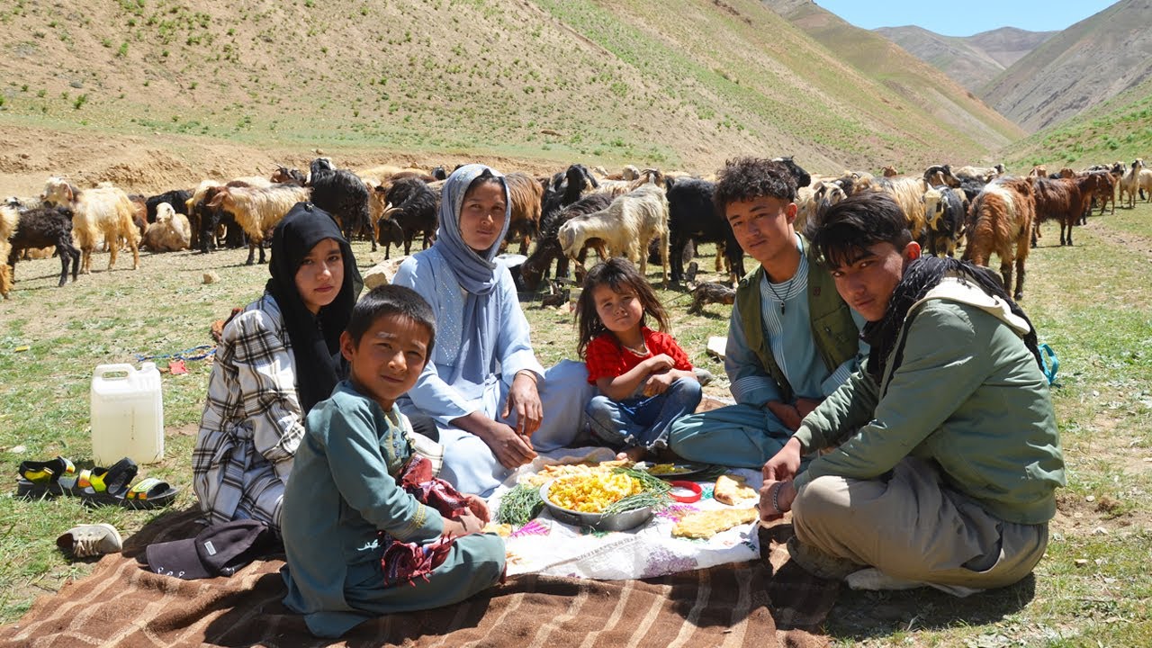 Village Shepherd Cooking Traditional Afghan Food on Open Fire