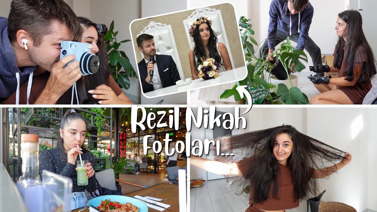 EV VLOG | Rezil Nikah Fotoğraflarıma Bakıyoruz xd | Yine Saçımı Kesiyorum | Bitki Saksı Değişimi