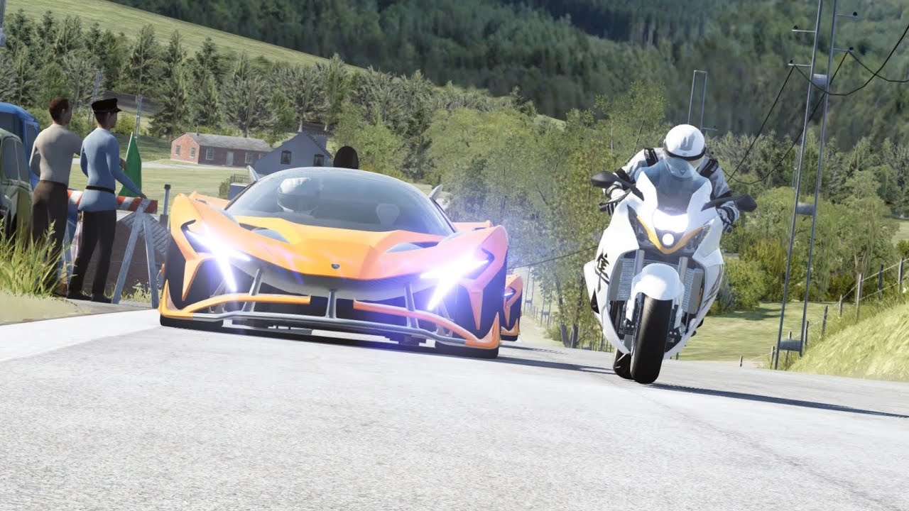 Suzuki Hayabusa vs Concept Hypercars Apollo Project EVO, Bugatti, Mercedes Benz AMG at Old SPA