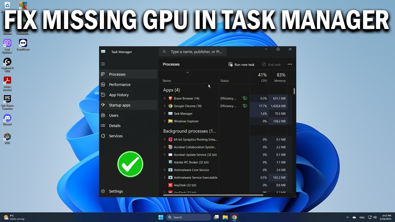How To Fix &ldquo;GPU&rdquo; Option Missing in Task Manager Problem - Easy Fix