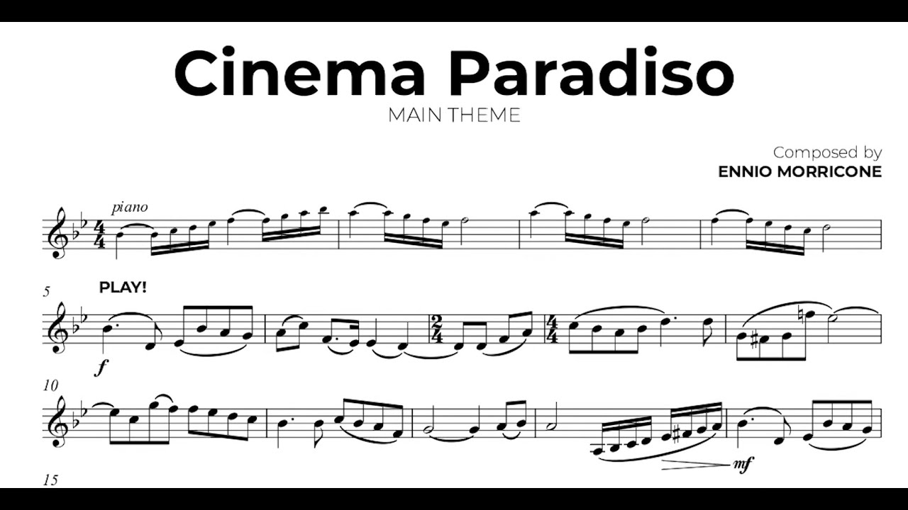 CINEMA PARADISO for solo HORN (MORRICONE). Version for other instrument (including NO metronome) 📯🎼👇