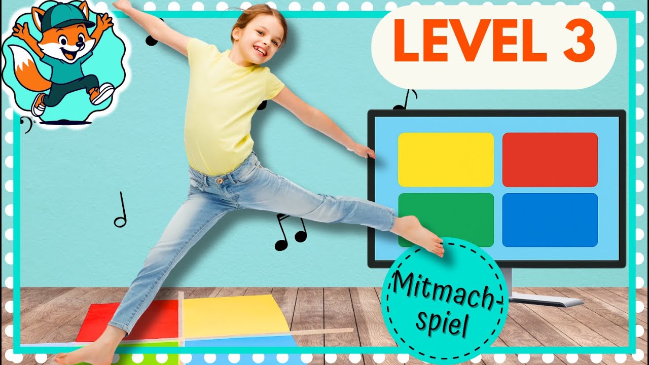 Spring auf die Farbe! | Level 3 | Mitmachspiel für Kinder (5 Minuten Bewegungsspiel & Kinderworkout)