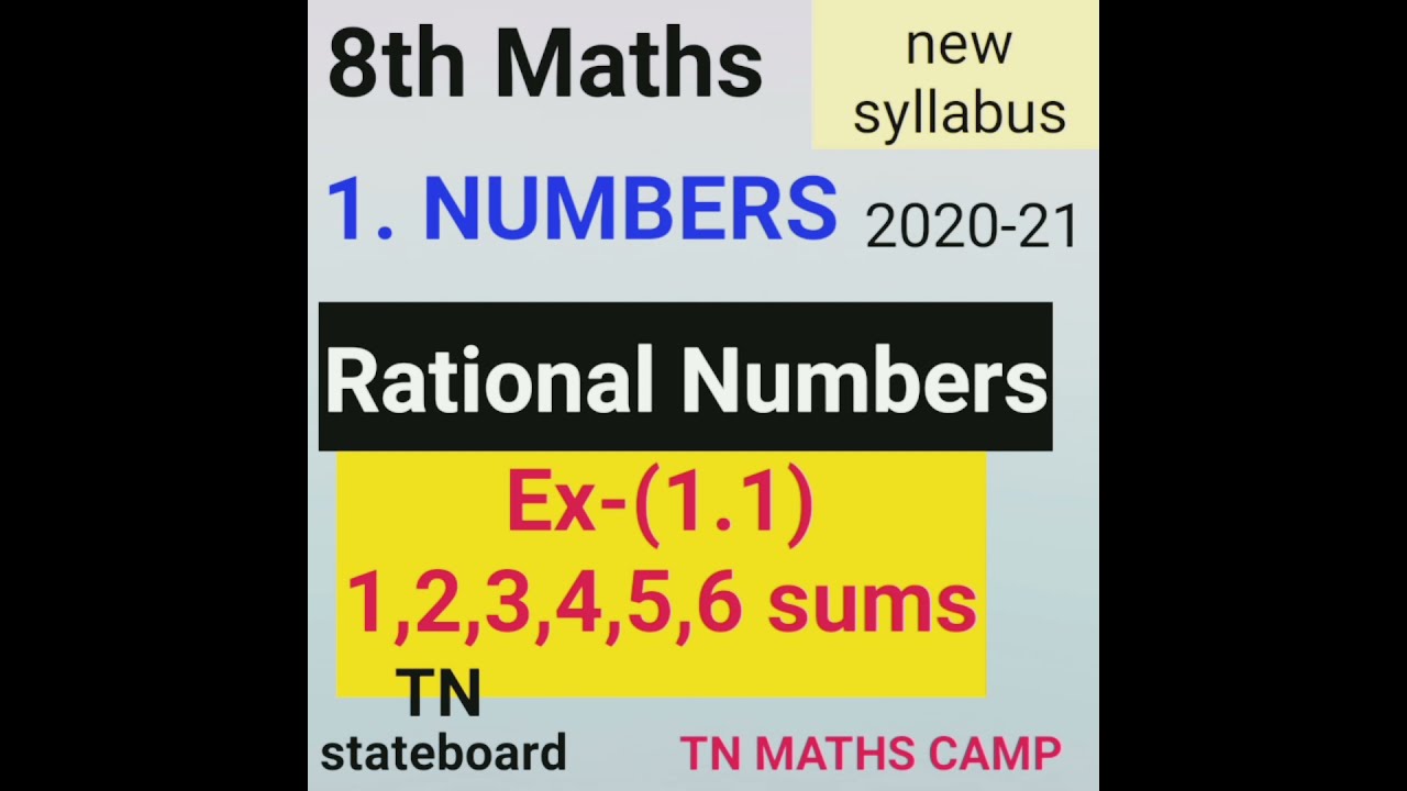 8th TN Maths 1.Numbers Rational Numbers Ex-(1.1) 1,2,3,4,5,6 sums| New syllabus 2020-21 8th Maths
