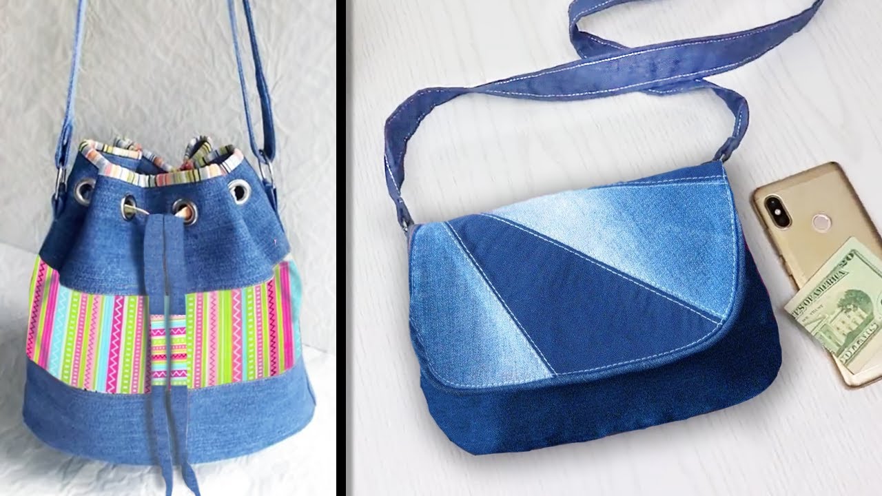 DIY ADORE BAG FROM OLD JEANS TUTORIAL~ Cut & Sew Method to Sew Woman Bag