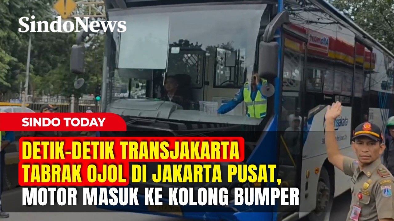 Detik-detik TransJakarta Tabrak Ojol di Jakarta Pusat, Motor Masuk ke Kolong Bumper | Sindo Today