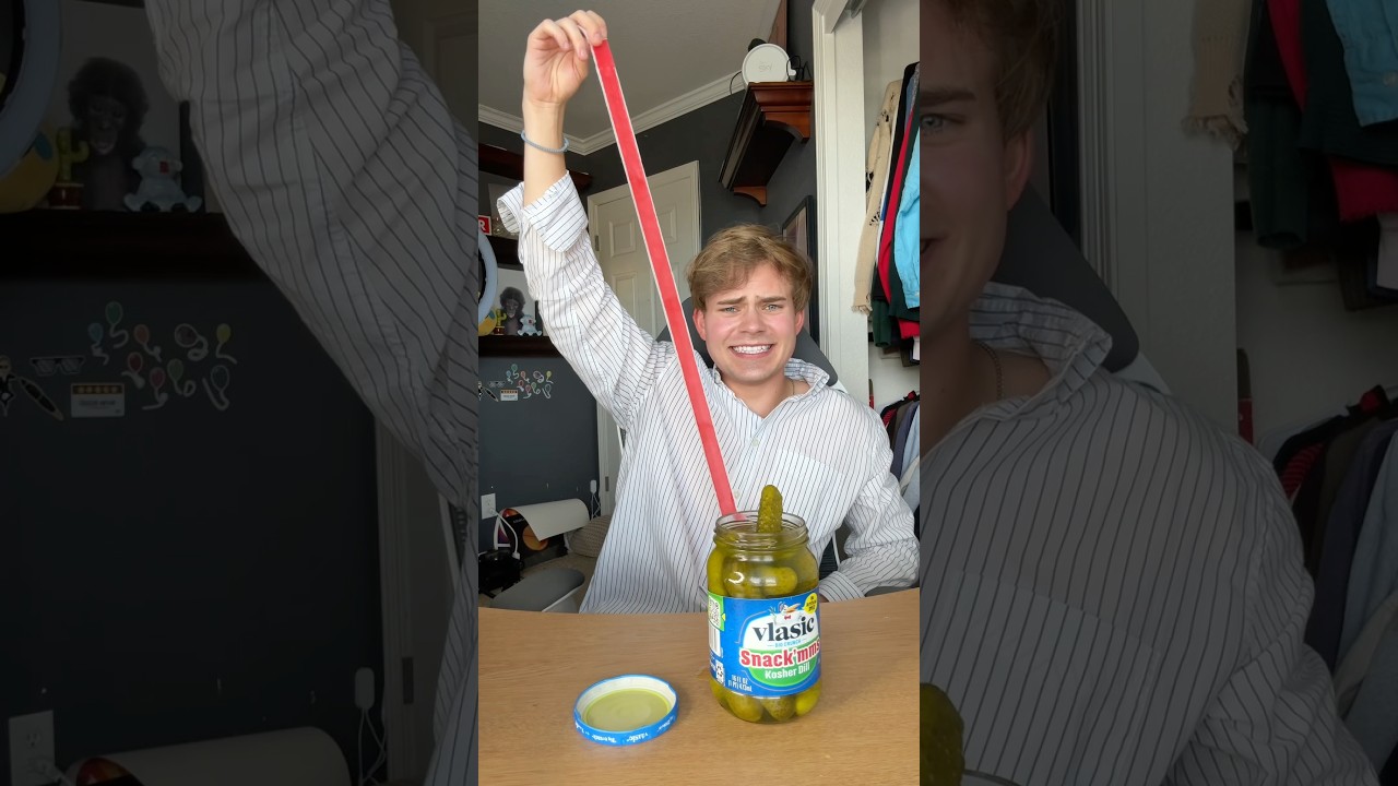 Nick eats a pickle fruit roll up!