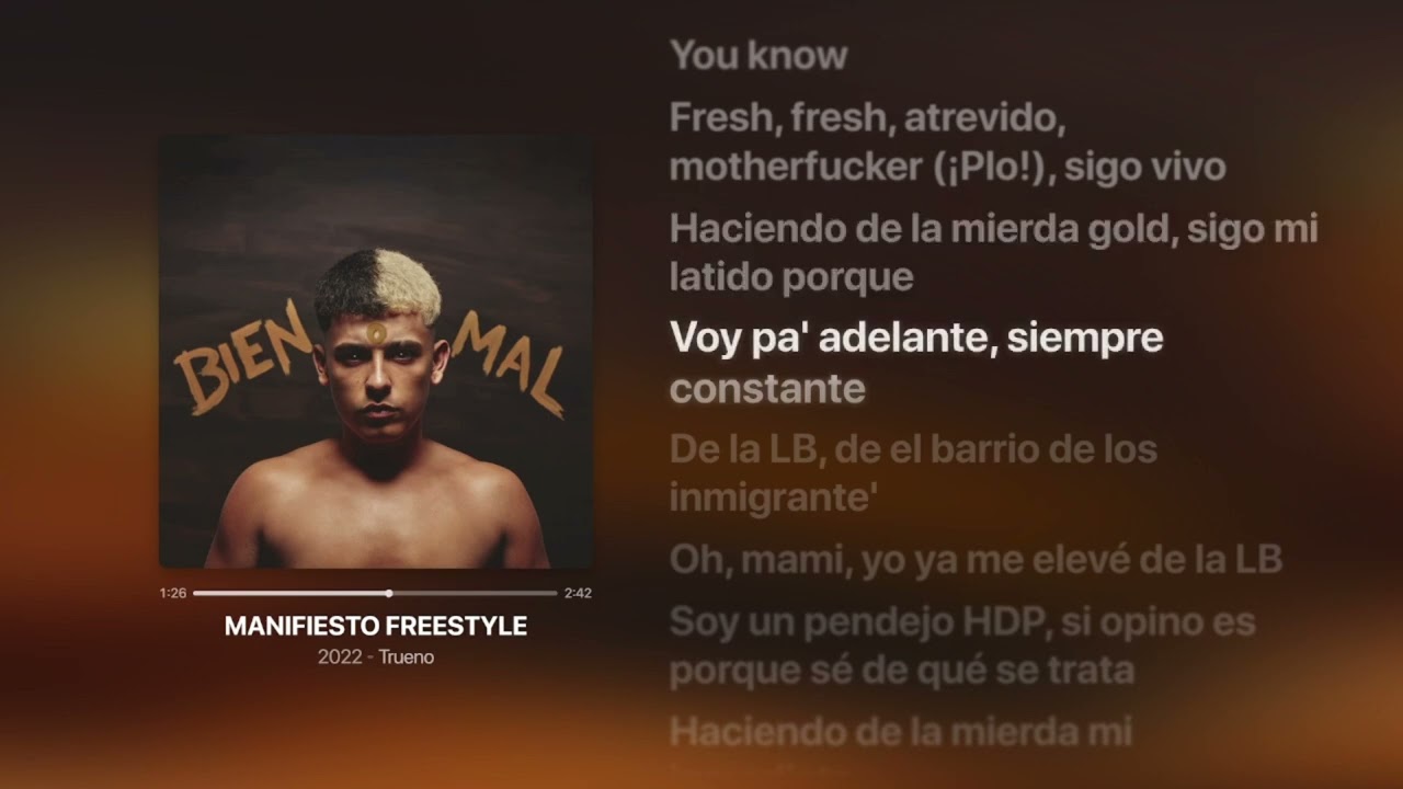 MANIFIESTO FREESTYLE ‐ Trueno - Lyrics - BIEN O MAL