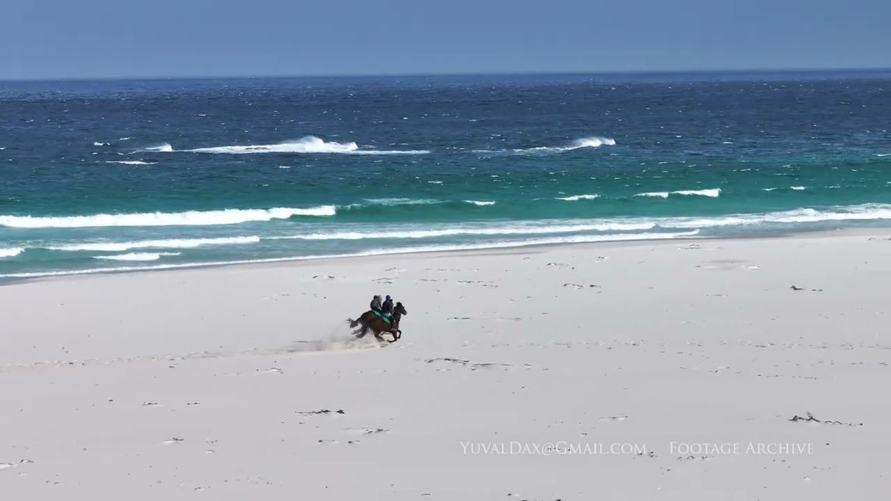 Horse riding in Noordhoek Beach / South Africa Aerial