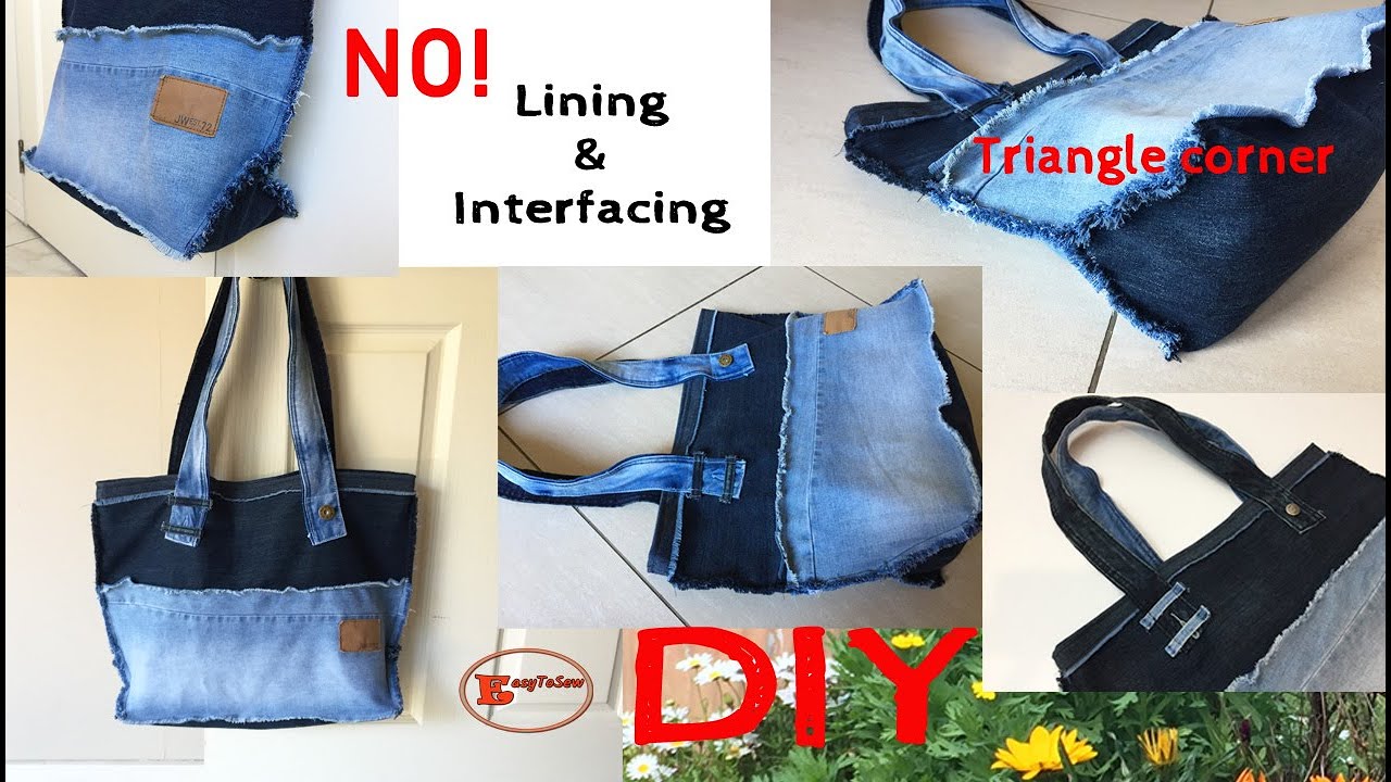 NO LINING AND NO INTERFACING REQUIRED | DENIM RAW EDGE TOTE BAG  | BAG SEWING TUTORIAL