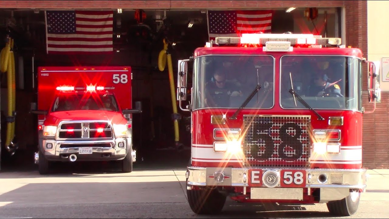 LAFD Engine 58 & Rescue 58 Responding
