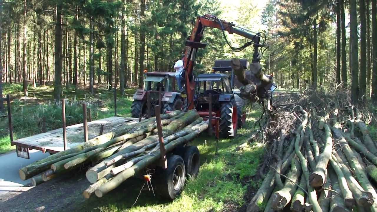 David Brown 1690 und Hiab Kran auf eigenbau Rückewagen (1)