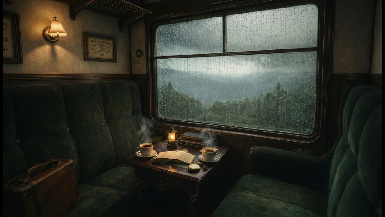 Wizard Train Cabin ASMR 🚂 (NO MUSIC) | 8 Hours 3D Binaural Tracks & Muffled Rain 4K