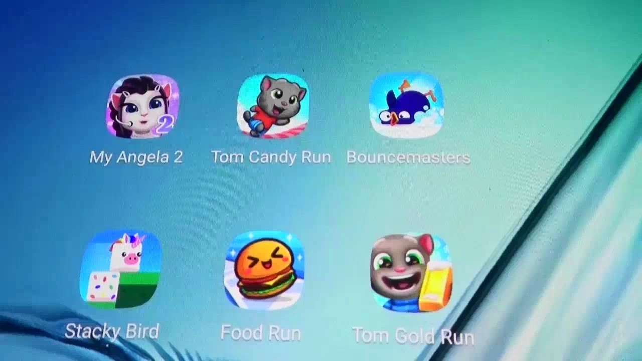 My talking Angela 2, Stacky Bird, Bounce masters, Food Run, Tom Candy Run , Tom Gold Run