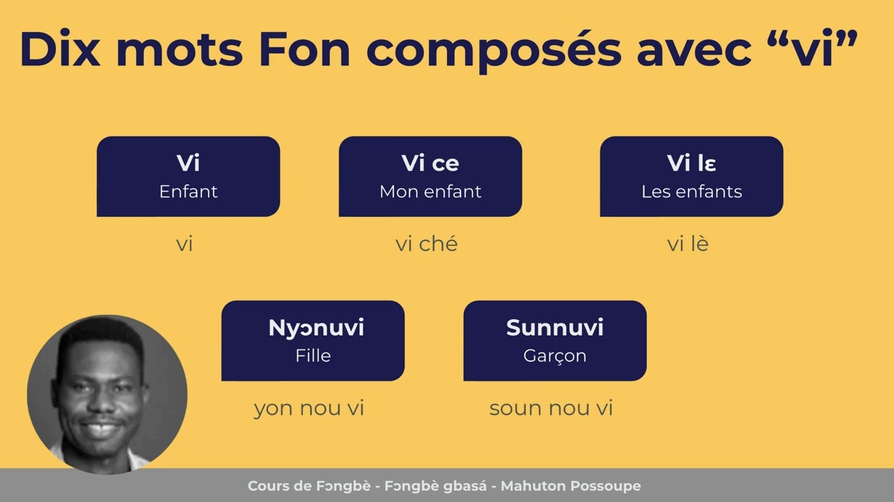 Cours de Fongbé - Dix mots Fon composés avec 