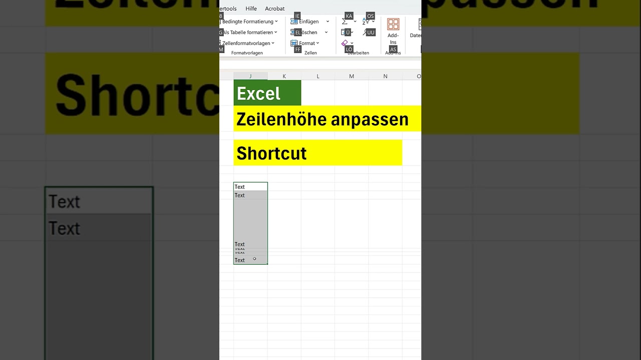 Zeilenh&ouml;he automatisch anpassen per Shortcut in Excel - H&ouml;he passt sich von selbst an
