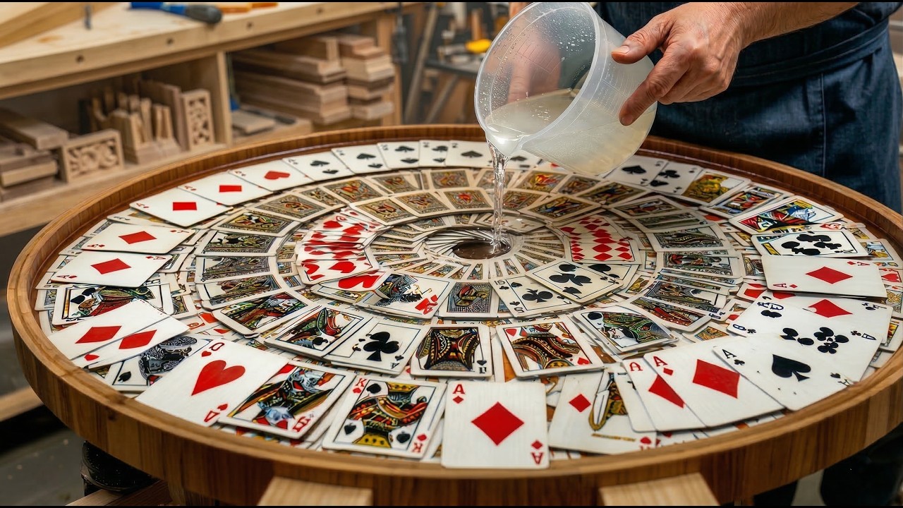Satisfying Process | Making a Unique Table from Hundreds of Playing Cards