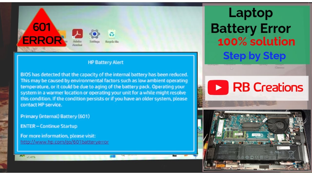 how to fix laptop battery error 601 | don't ignore laptop battery alert | step by step| rb creations