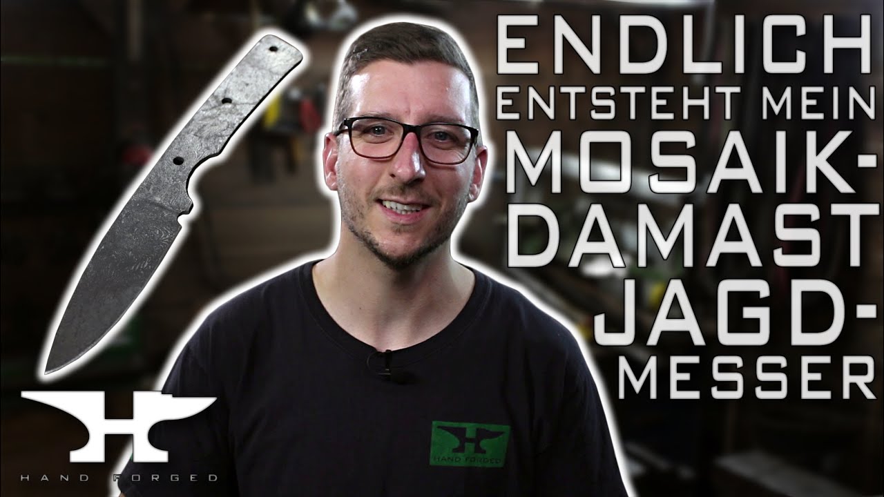 Ich schmiede aus meinem Mosaikdamast ein Jagdmesser | ASMR