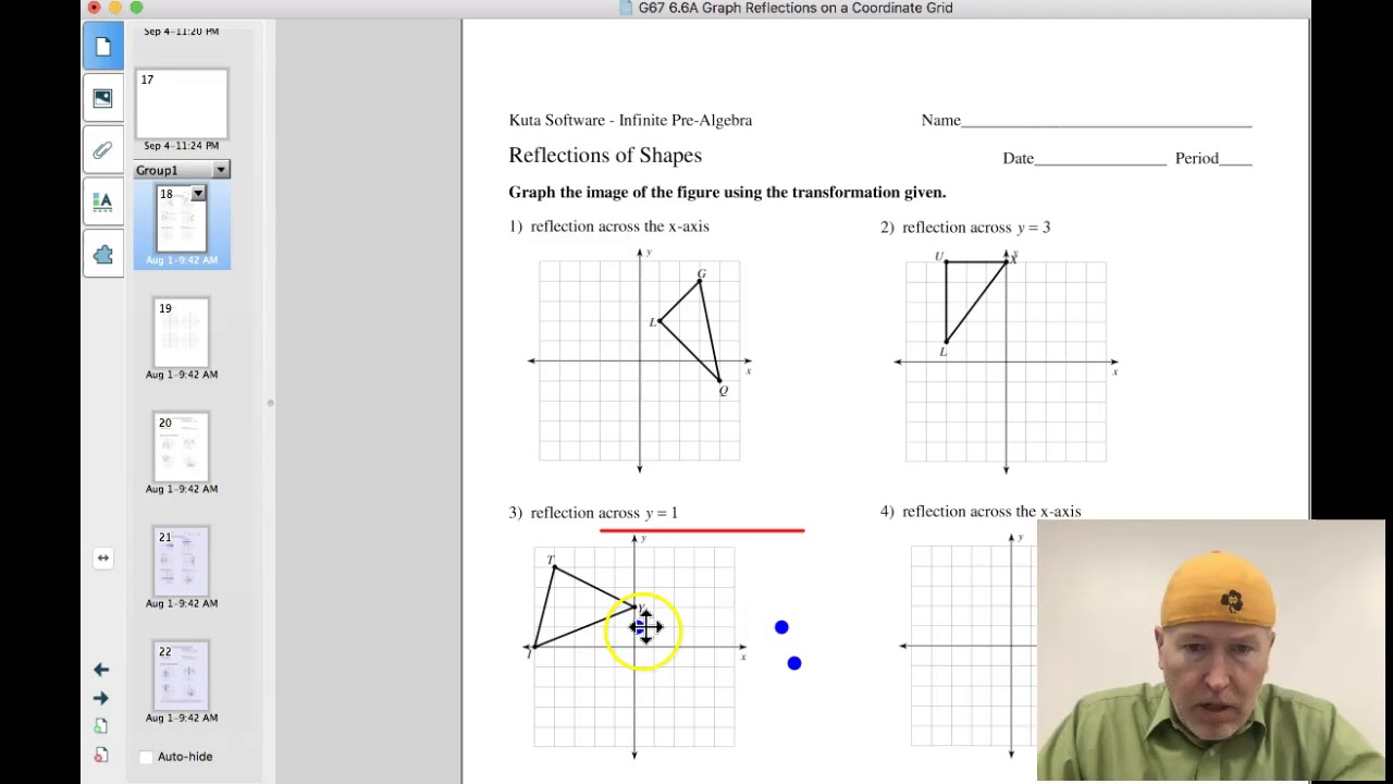 G67 Mini 6.6A Reflect an image across y = 1 Worksheet Tutorial
