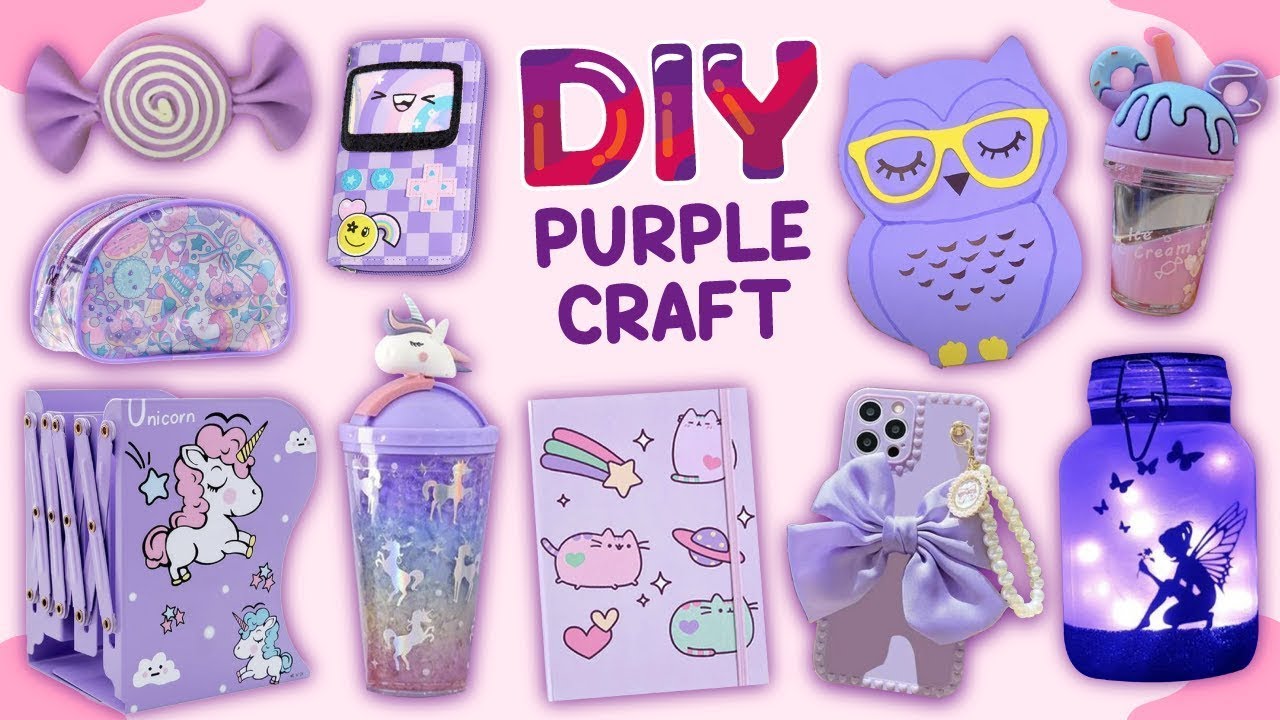12 DIY PURPLE CRAFT - Bedside Lamp - Hair Accessories - Phone Case and more...