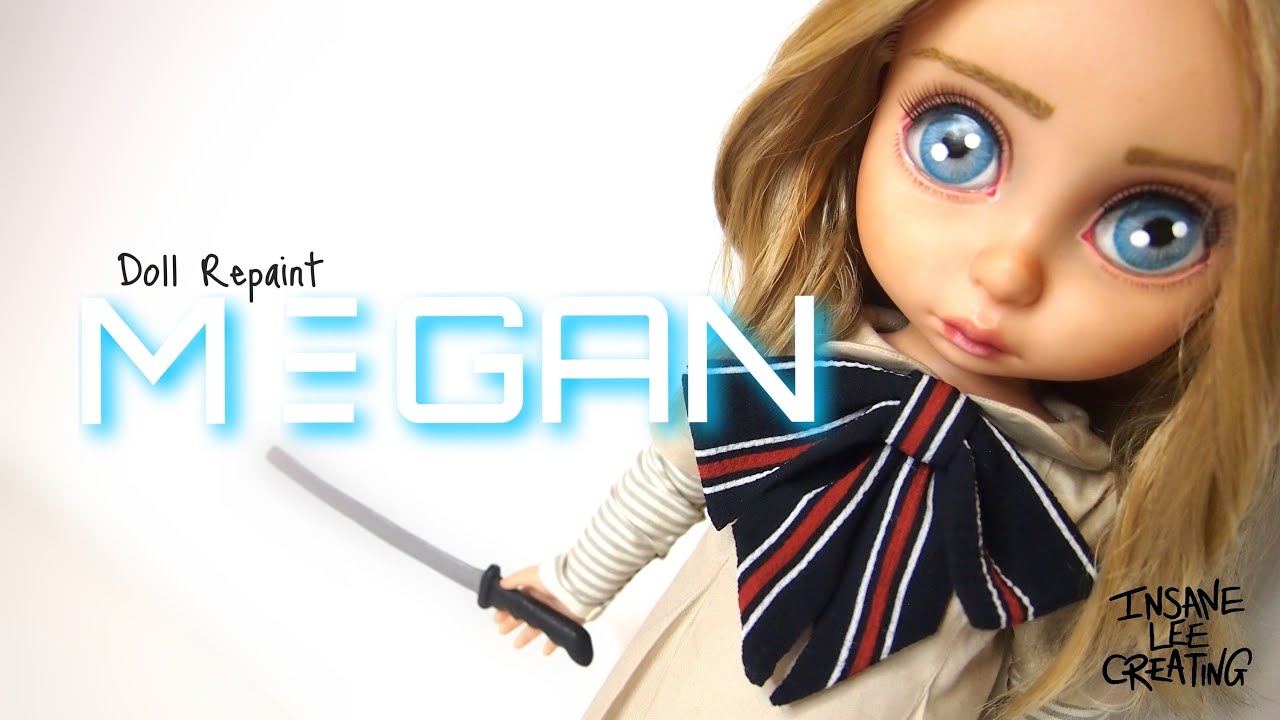 Doll repaint of Megan/M3gan doll with weapon!