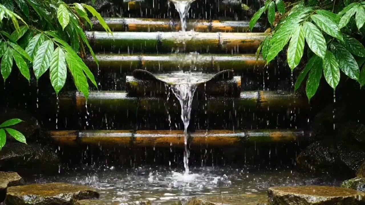 Heavy Rain & Bamboo Water Sounds – 2 Hour Natural Sleep Ambience