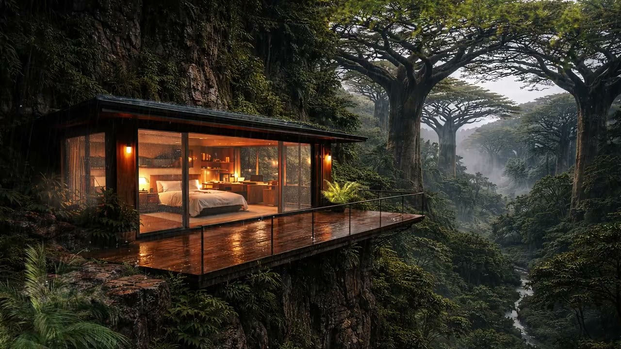 Soft Night Rain in the Deep Forest Cabin  | Relax & Fall Asleep Fast