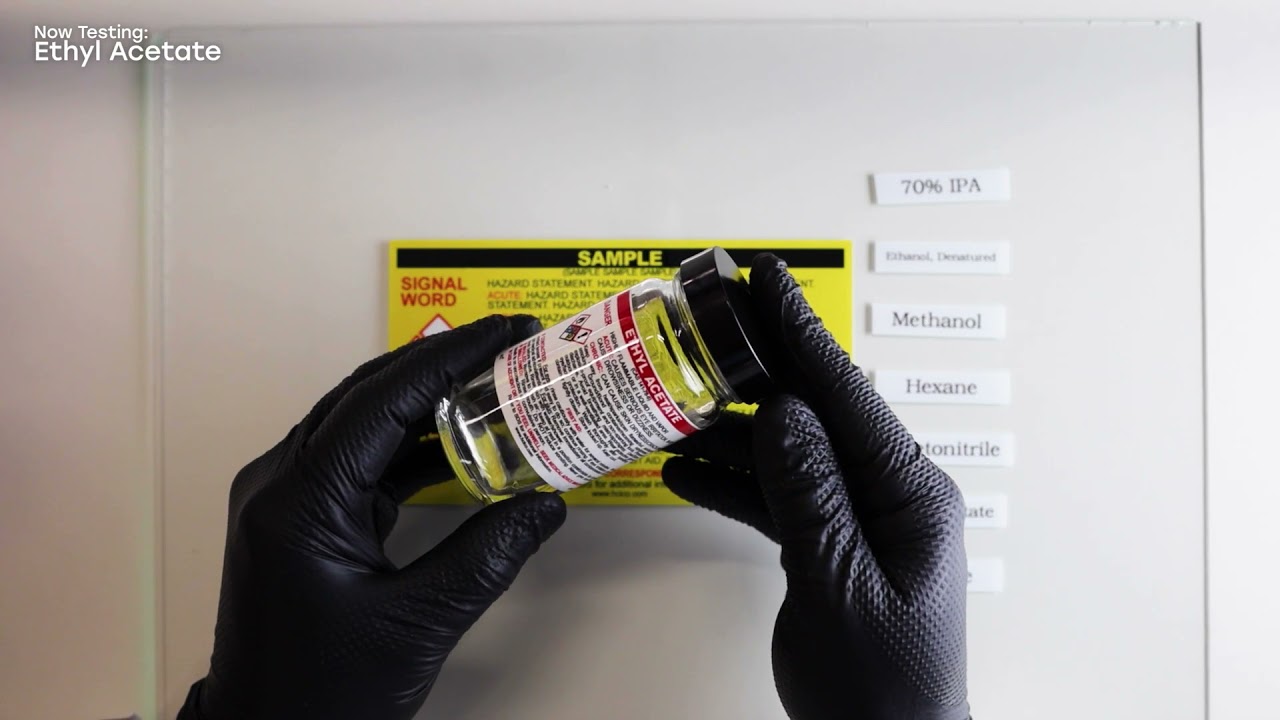 Watch HCL's GHS Secondary Container Labels Stand Up to Harsh Chemicals & Solvents