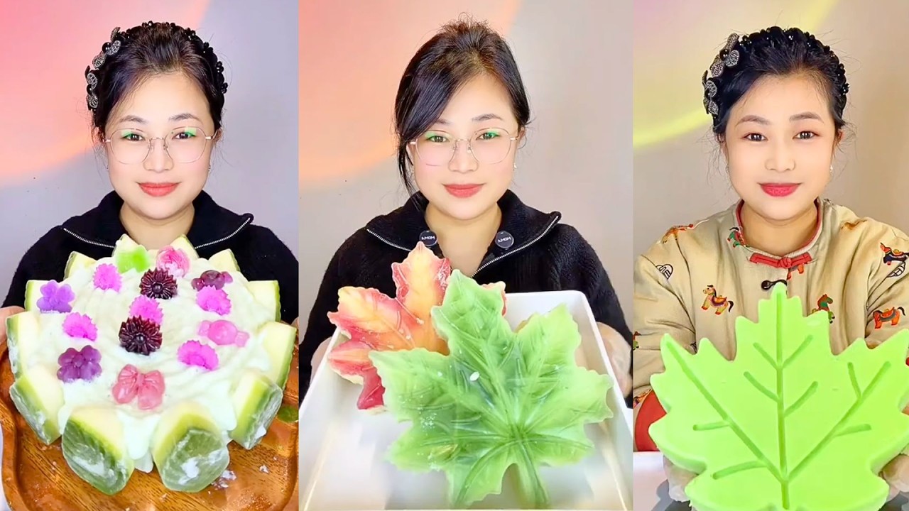 Colorful Leaf Jelly Dessert with Floral Jelly Decorations #1