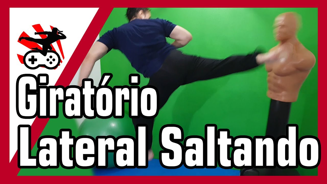 Chute Giratório Lateral Saltando Chute Giratório com Pulo Kickboxing! Artes Marciais