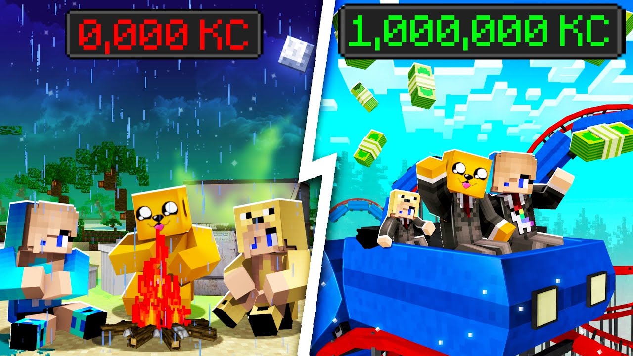 CHUDÁ Rodina VS Extrémně BOHATÁ Rodina na DOVOLENÉ v Minecraftu!