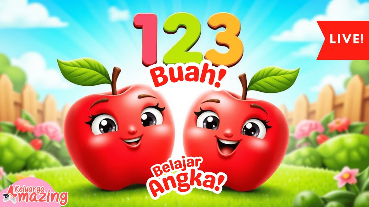 🔴 LIVE: Belajar Angka 1-10 🍎 Bersama Nama Buah Imut | Edukasi Anak Usia Dini & TK