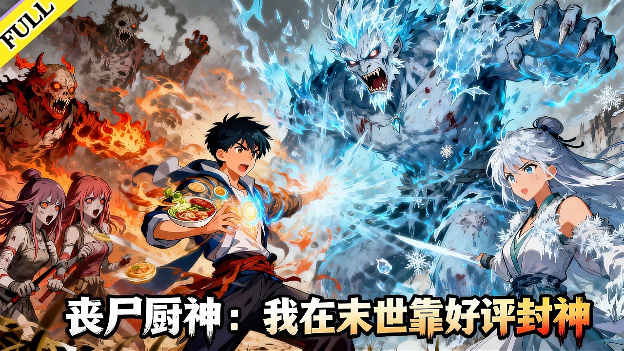 【FULL】《喪屍廚神：我在末世靠好評封神》完整版！穿越成F級喪屍，小夥綁定了美食系統。蛋炒飯一出，喪屍流淚人類狂。收服喪屍三姐妹，聯手黑化大佬，從呆傻小屍到喪屍大帝&mdash;&mdash;用美食打破末世壁壘。#動漫