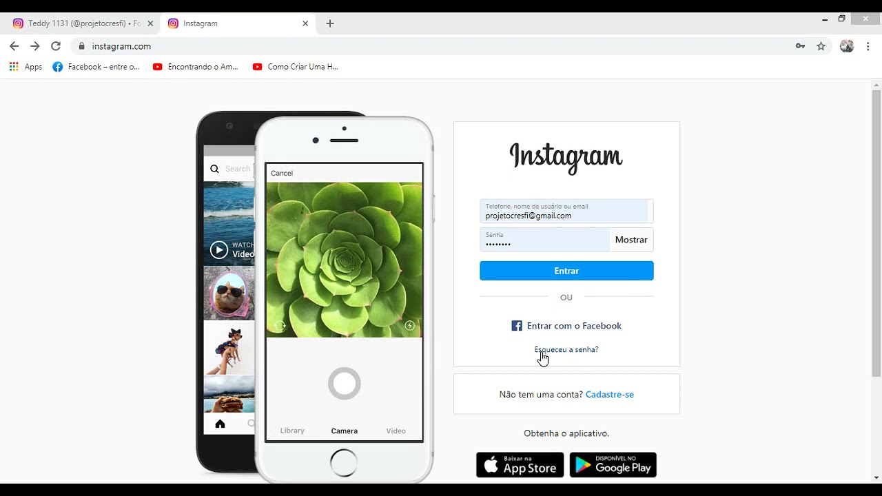 Criando conta no Instagram